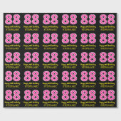Leuke roze strepen "88"; Gelukkige 88ste verjaarda Cadeaupapier (Vlak)