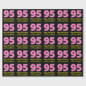 Leuke roze strepen "95"; Gelukkige 95e verjaardag; Cadeaupapier (Vlak)