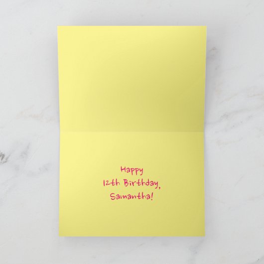 Leuke roze strepen, harten, regenboog # 12e verjaa kaart (Binnen)