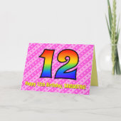 Leuke roze strepen, harten, regenboog # 12e verjaa kaart (Voorkant)
