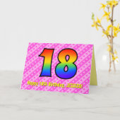 Leuke roze strepen, harten, regenboog # 18e verjaa kaart (Gele Bloem)