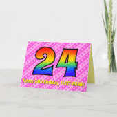 Leuke roze strepen, harten, regenboog # 24e verjaa kaart (Voorkant)