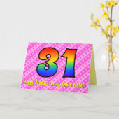 Leuke Roze Strepen, Harten, Regenboog # 31e Verjaa Kaart (Gele Bloem)