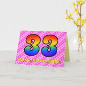 Leuke roze strepen, harten, regenboog # 33ste verj kaart (Gele Bloem)