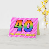 Leuke roze strepen, harten, regenboog # 40ste verj kaart (Gele Bloem)