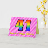 Leuke roze strepen, harten, regenboog # 41ste verj kaart (Gele Bloem)