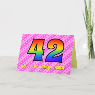 Leuke roze strepen, harten, regenboog # 42e verjaa kaart