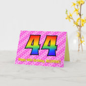 Leuke roze strepen, harten, regenboog # 44e verjaa kaart (Gele Bloem)