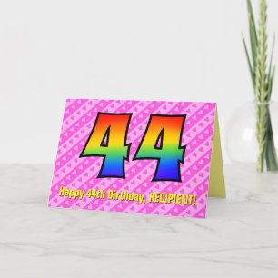 Leuke roze strepen, harten, regenboog # 44e verjaa kaart