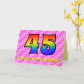Leuke Roze Strepen, Harten, Regenboog # 45e Verjaa Kaart (Gele Bloem)