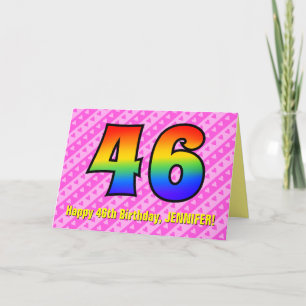 Leuke roze strepen, harten, regenboog # 46e verjaa kaart