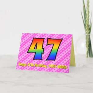 Leuke roze strepen, harten, regenboog # 47e verjaa kaart