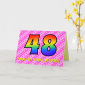 Leuke roze strepen, harten, regenboog # 48ste verj kaart (Gele Bloem)