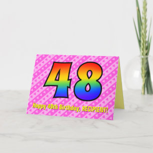 Leuke roze strepen, harten, regenboog # 48ste verj kaart