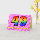 Leuke roze strepen, harten, regenboog # 49e verjaa kaart (Gele Bloem)
