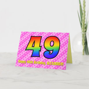 Leuke roze strepen, harten, regenboog # 49e verjaa kaart