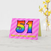 Leuke roze strepen, harten, regenboog # 51ste verj kaart (Gele Bloem)