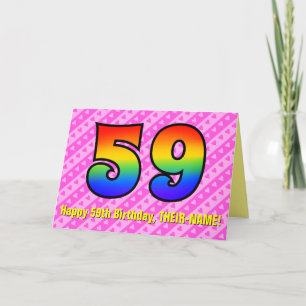 Leuke roze strepen, harten, regenboog # 59ste verj kaart