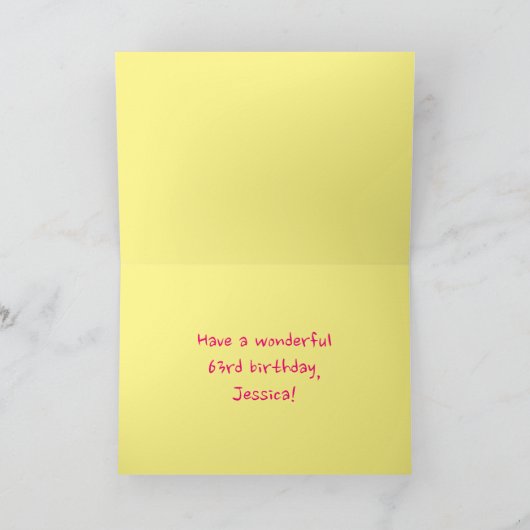 Leuke roze strepen, harten, regenboog # 63ste verj kaart (Binnen)