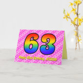 Leuke roze strepen, harten, regenboog # 63ste verj kaart (Gele Bloem)