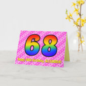 Leuke roze strepen, harten, regenboog # 68ste verj kaart (Gele Bloem)