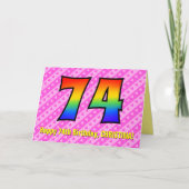 Leuke roze strepen, harten, regenboog # 74e verjaa kaart (Voorkant)