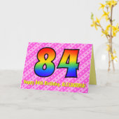 Leuke roze strepen, harten, regenboog # 84ste verj kaart (Gele Bloem)