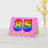 Leuke roze strepen, harten, regenboog # 85ste verj kaart (Gele Bloem)