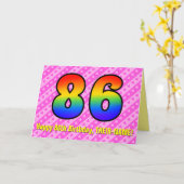 Leuke roze strepen, harten, regenboog # 86e verjaa kaart (Gele Bloem)