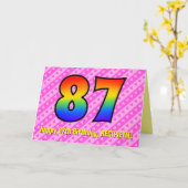 Leuke roze strepen, harten, regenboog # 87ste verj kaart (Gele Bloem)