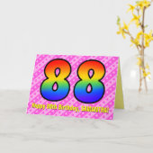 Leuke roze strepen, harten, regenboog # 88ste verj kaart (Gele Bloem)