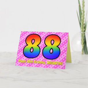 Leuke roze strepen, harten, regenboog # 88ste verj kaart
