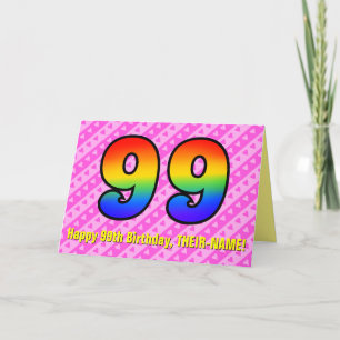 Leuke roze strepen, harten, regenboog # 99ste verj kaart