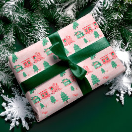 Leuke Roze  Trein Kerstboom Levering Cadeaupapier