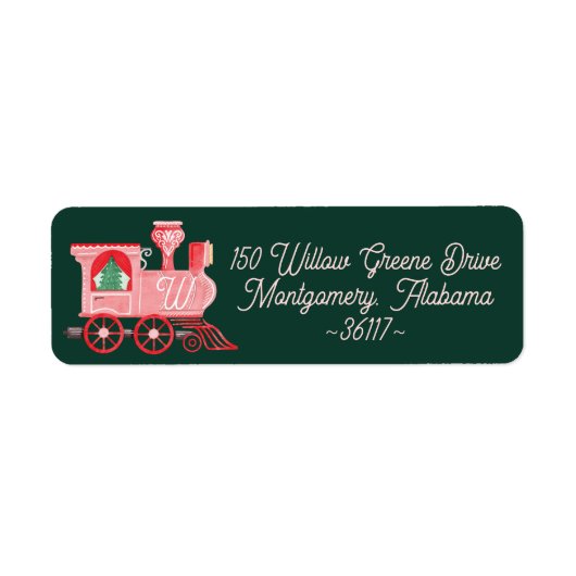 Leuke Roze  Trein Kerstboom Levering Etiket (Voorkant)