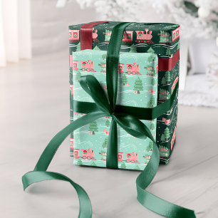 Leuke Roze Trein Kerstboom Levering Inpakpapier Vel