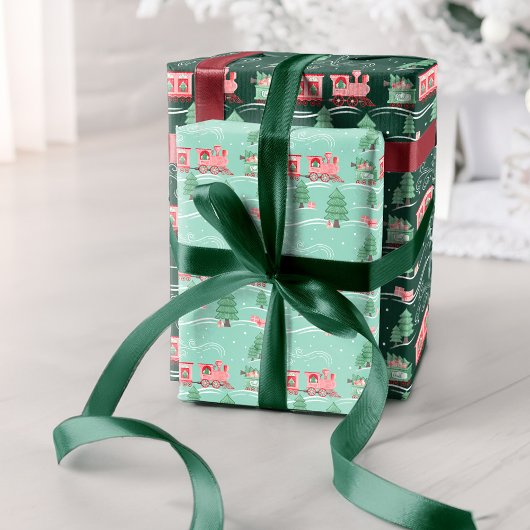 Leuke Roze  Trein Kerstboom Levering Inpakpapier Vel