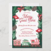 Leuke Roze  Trein Kerstboom Levering Kaart (Voorkant)