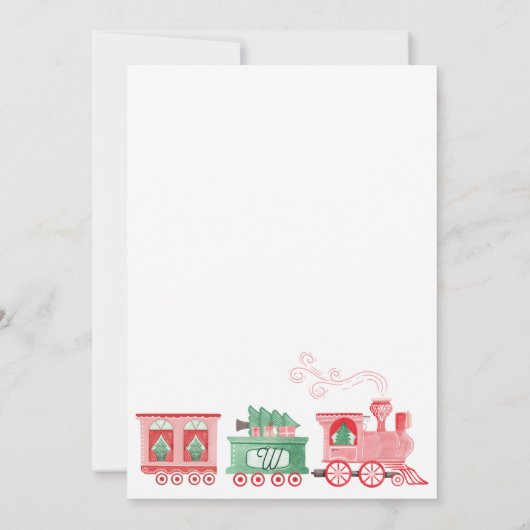 Leuke Roze  Trein Kerstboom Levering Kaart (Achterkant)