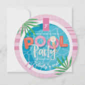 Leuke Roze Tropische Palm Zomer Pool Party Verjaar Kaart (Voorkant)