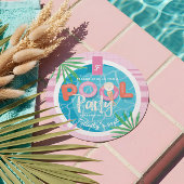 Leuke Roze Tropische Palm Zomer Pool Party Verjaar Kaart