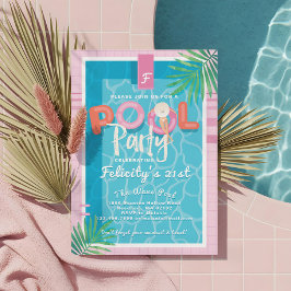 Leuke Roze Tropische Volwassen Zomer Pool Party Ve Kaart