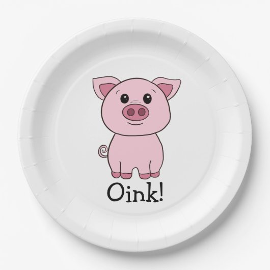 Leuke roze varkensinkt! Boerderij Papieren Bordje (Voorkant)