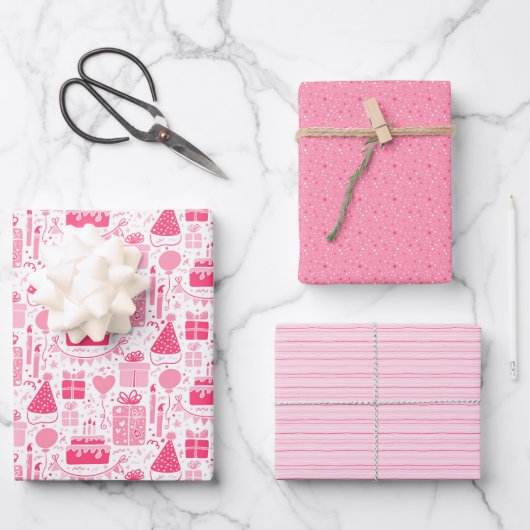 Leuke Roze Verjaardag Inpakpapier Vel (Voorkant)