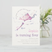 Leuke roze vliegende vlieger Sky wolken Foto Verja Kaart (Staand voorkant)