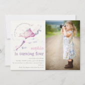 Leuke roze vliegende vlieger Sky wolken Foto Verja Kaart (Voorkant)