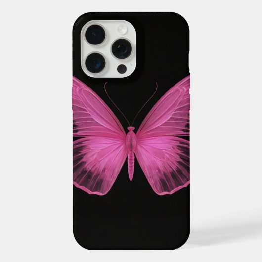 Leuke roze vlinder iPhone15 Pro Max hoesje iPhone Hoesje (Achterkant)