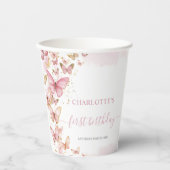 Leuke Roze Vlinders 1e 2e Zoete 16 Verjaardag Papieren Bekers (Voorkant)