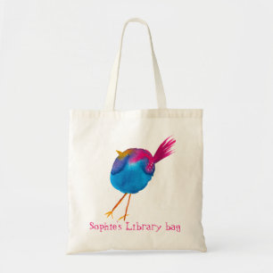 Leuke roze vogel bibliotheek tas