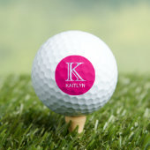 Leuke Roze Vrouwelijke 3-laags Monogram Naam Golfballen (Insitu Shirt)